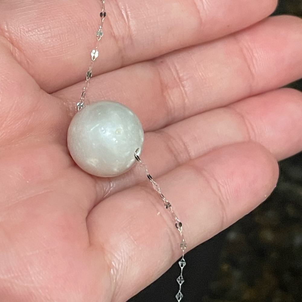 🛑 SOLD 🛑 Genuine Natural South Sea Pearl Bluish White Round 13.7mm in 18k WG - Picture 5 of 9